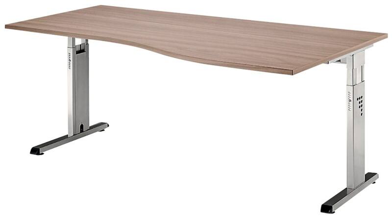 Hammerbacher Matrix VOS Hoogteverstelbaar Bureau Niervormig Walnoot C-Voet 1.800 (B) x 1.000 (D) x 850 (H) mm Spaanplaat, Staal