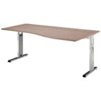 Hammerbacher Matrix Bureau In hoogte verstelbaar Niervormig Walnoot Melaminehars, metaal, spaanplaat C-voet 1.800 x 1.000 x 850 mm