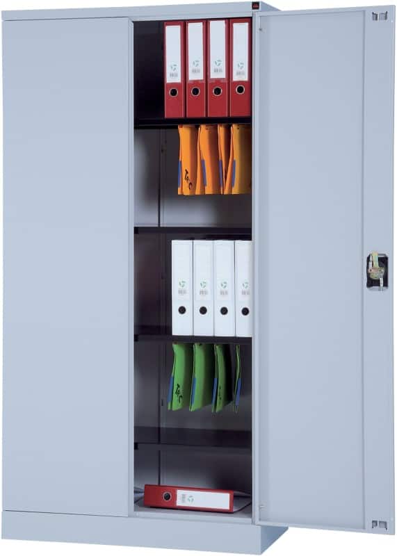 Realspace Draaideurkast Staal 4 Planken Afsluitbaar 920 x 420 x 1.800 mm Licht grijs