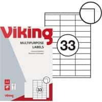 Viking Multifunctionele Etiketten 3922830 Zelfklevend Wit 70 x 25,4 mm 100 Vellen met 33 Etiketten