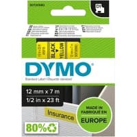 Dymo D1 S0720580 / 45018 Authentiek Labeltape Zelfklevend Zwart op geel 12 mm x 7m