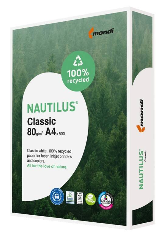 Nautilus Classic A4 Kopieerpapier Wit Recycled 100% 80 g/m² Frosted 500 Vellen