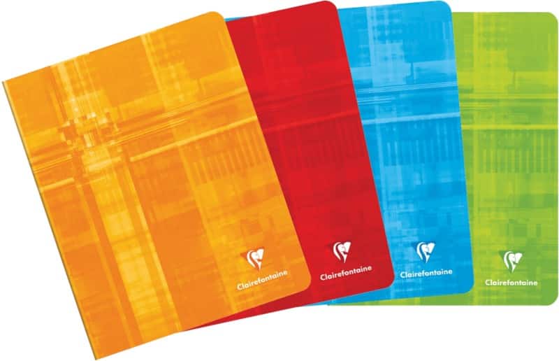 Clairefontaine A5+ Geniet Schrift Kleurenassortiment Gelamineerde kartonnen kaft Geruit 60 Vellen