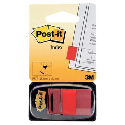 Post-it Indexen 25,4 x 43,2 mm Rood 50 Strips