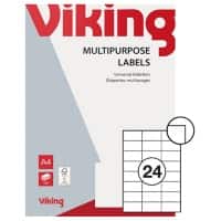 Viking Multifunctionele etiketten 3951234 Zelfklevend Wit 70 x 37 mm 100 Vellen à 24 Etiketten