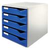Leitz Ladenkastje 5 laden Polystyreen Grijs, blauw 28,5 x 35,5 x 39 cm