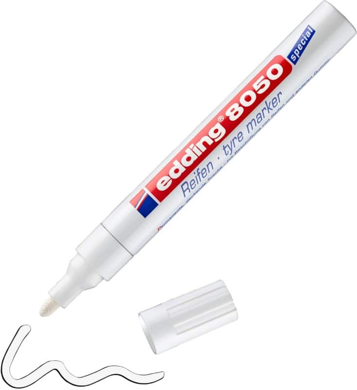 edding 8050 Permanent Bandenstift Wit Medium Ronde punt 4 mm