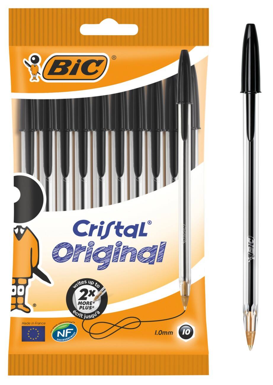 BIC Cristal® Balpennen Met dop Stuks pak 10 stuks Zwart