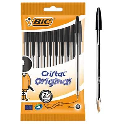 BIC Cristal® Balpennen Met dop Stuks pak 10 stuks Zwart