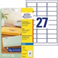 AVERY Zweckform J4721-25 Multifunctionele etiketten 63,5 x 29,6 mm Transparant 63,5 x 29,6 mm 25 Vellen à 27 Etiketten