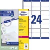 Avery UltraGrip Adresetiketten L7159-100 Klevend A4 Wit 63,5 x 33,9 mm 100 Vellen à 24 Etiketten