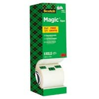 Plakband Scotch Magic 810 onzichtbaar mat 19 mm (B) x 33 m (L) kleine kern 7 rollen + 1 GRATIS