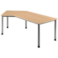 Hammerbacher Hoogteverstelbaar Bureau Niervormig Beuken 4 voeten 2.100 (B) x 1.130 (D) x 760 (H) mm Aluminium, Hout, Kunststof, Spaanplaat