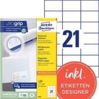 AVERY Zweckform Multifunctionele Etiketten 3652 Ultragrip Wit 70 x 42,3 mm 100 Vellen à 21 Etiketten