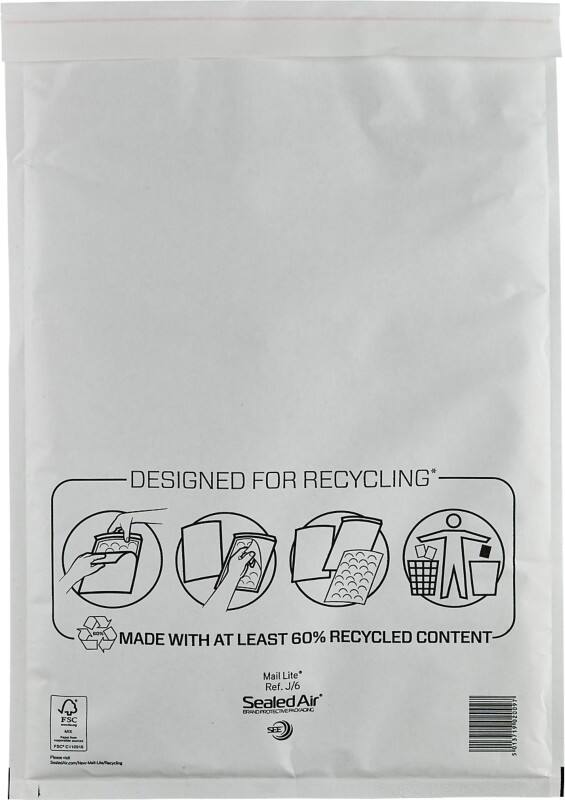 Mail Lite Zak-enveloppen J/6 Wit Zonder Venster 300 (B) x 440 (H) mm Kleefstrip 79 g/m² 50 Stuks