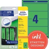 AVERY Zweckform Ordnerrugetiketten L4768-20 Ultragrip Groen A4 20 Vellen à 4 Etiketten 6,1 x 19,2 cm