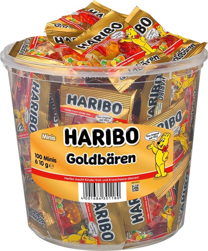 Haribo Goudberen Ananas, appel, aardbei, framboos, citroen Fruitgums 100 Stuks à 10 g