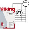 Viking Multifunctionele etiketten 3998673 Zelfklevend Wit 70 x 31 mm 2700 Stuks à 27 Etiketten