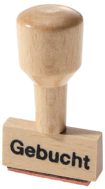 Gebucht Tekst stempel Bruin Duitstalig