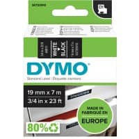Dymo D1 S0720910 / 45811 Authentiek Labeltape Zelfklevend Wit op zwart 19 mm x 7m