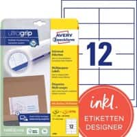 Avery Ultragrip Laser Etiketten 4781 Klevend A4 Wit 97 x 42,3 mm 30 Vellen à 12 Etiketten