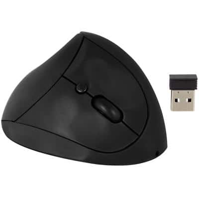 ewent Draadloze Ergonomische Muis EW3150 Optisch voor Rechtshandige gebruikers mer USB-A Nano ontvanger Zwart