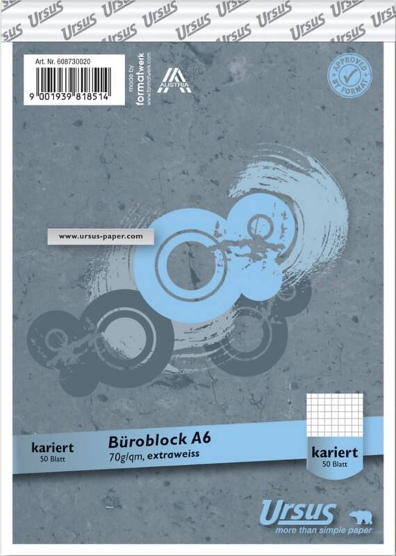 Ursus Style Notitieblok A6 Geruit Geniet Papier Grijs Geperforeerd  100 Pagina's 50 Vellen