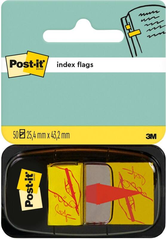 Post-it Indexen Sign Here 25,4 x 43,2 mm Geel 50 Strips