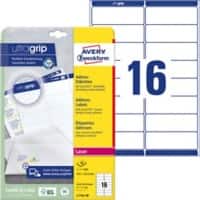 Avery Ultragrip Etiketten L7162-40 Klevend A4 Wit 99,1 x 33,9 mm 16 Vellen à 40 Etiketten