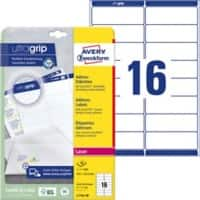 AVERY Zweckform Adresetiketten L7162-40 Ultragrip Wit A4 99,1 x 33,9 mm 16 Vellen à 40 Etiketten