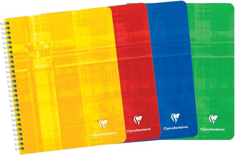 Clairefontaine Schrijfblok A5+ Geruit Spiraal gebonden Gelamineerd karton Kleurenassortiment Niet geperforeerd 60 Pagina's