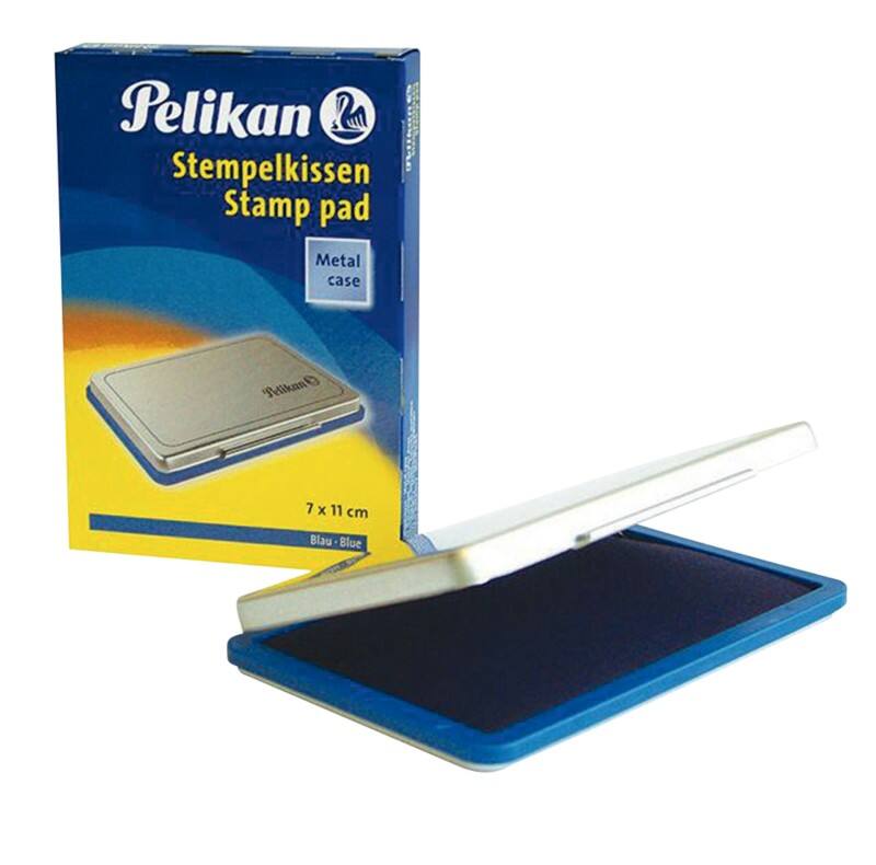 Pelikan Stempelkussens in een metalen doosje Stempelkussen Zilver, blauw 7 x 7 x 11 cm