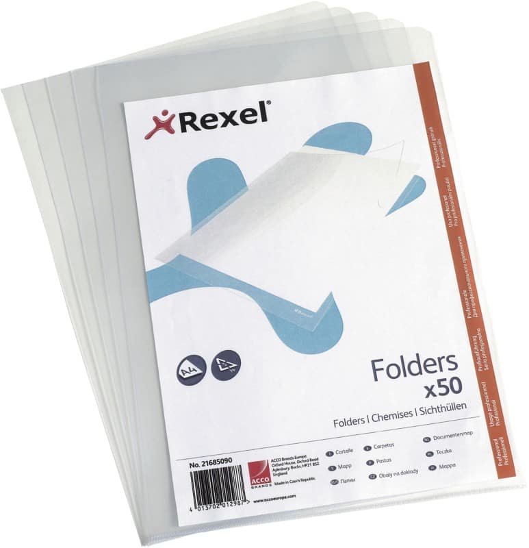Rexel L-map A4 Transparant PP (Polypropeen) 150 micron 50 Stuks