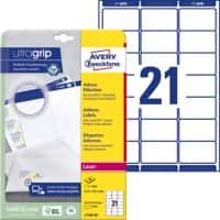 Avery Ultragrip Etiketten L7160-40 Klevend A4 Wit 63,5 x 38,1 mm 40 Vellen à 21 Etiketten