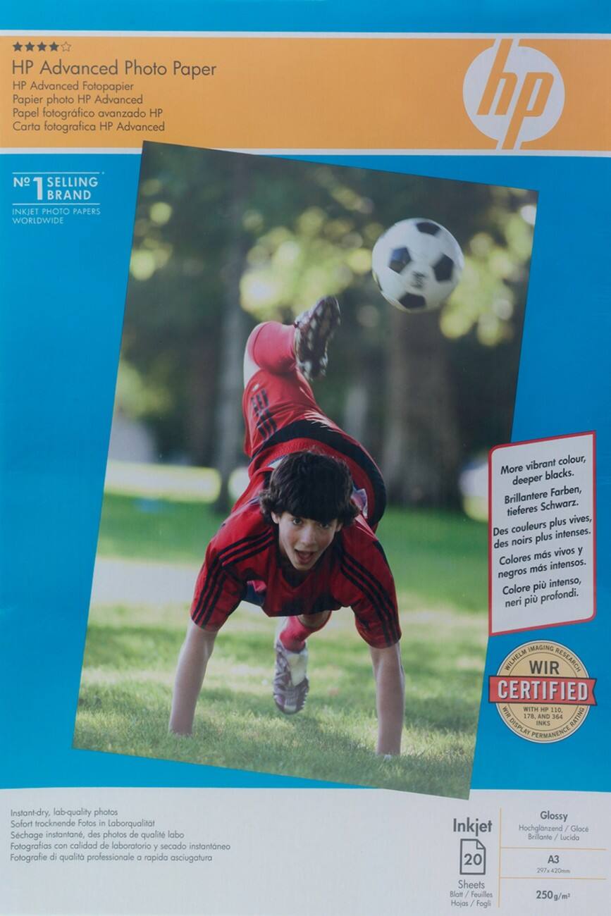 HP Advanced Inkjet fotopapier A3 Glanzend 250 gram Wit 20 vellen