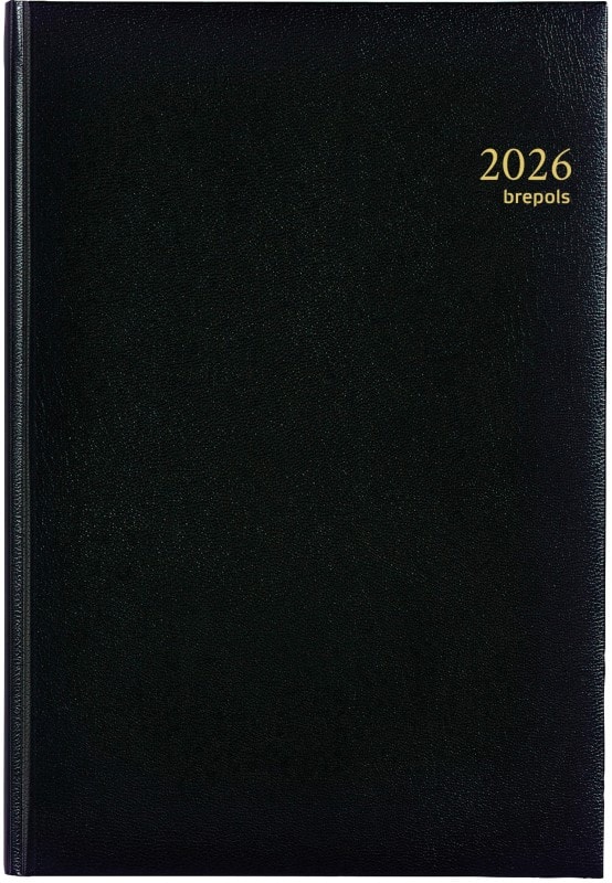 Brepols Omega Agenda 2026 1 Week per 2 pagina's Duits, Engels, Frans, Italiaans, Nederlands, Spaans Zwart 0,030,1256,01,6,0