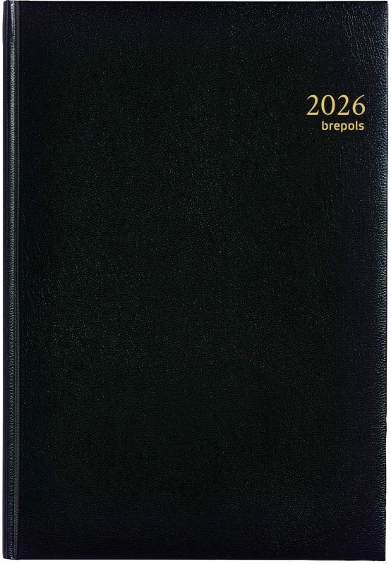 Brepols omega agenda 2025 1 week per 2 pagina's duits, engels, frans, italiaans, nederlands, spaans zwart 0. 030. 1256. 01. 6. 0