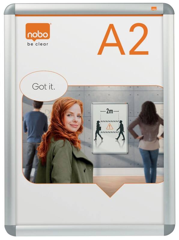 Nobo Premium Plus Kliklijst Niet magnetisch 47,6 (B)x65 (H) cm Aluminum Zilver