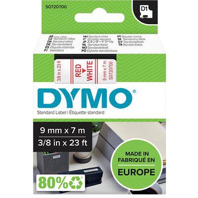 DYMO S0720700 Lettertape Polyester 40915 Zelfklevend Rood op Wit 9 mm x 7 m
