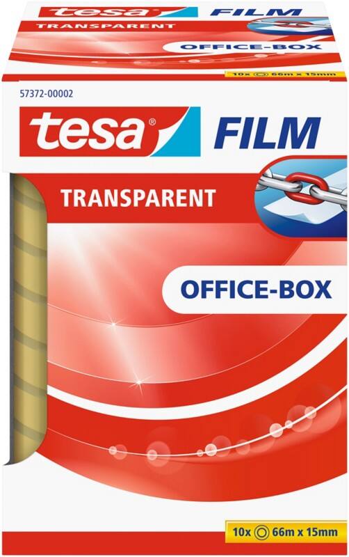 tesa Plakband tesafilm Office-Box 57372 Transparant 15 mm (B) x 66 m (L) PP (polypropeen) 10 Rollen