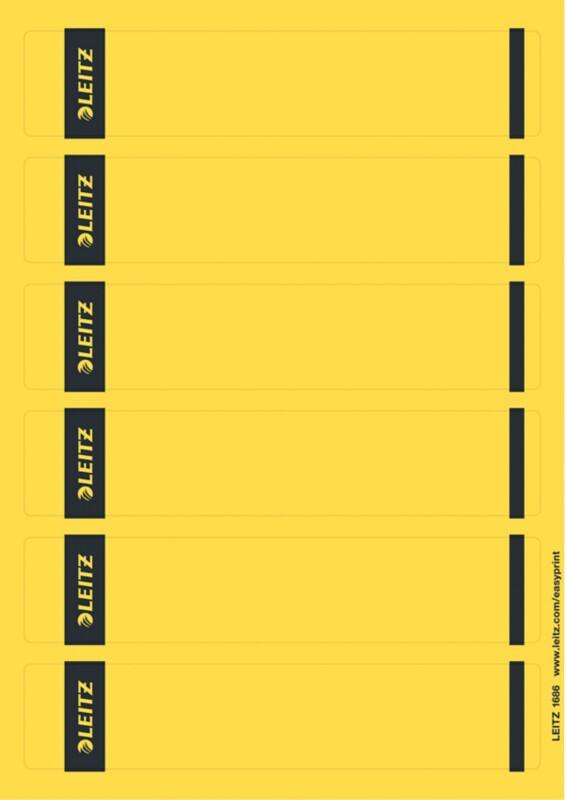 Leitz PC Printbare Zelfklevende Rugetiketten 1686 Voor Leitz 1050 Ordners Geel 39 x 192 mm 150 Stuks