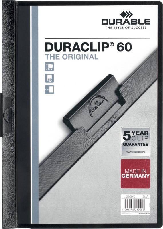 DURABLE DURACLIP Klemmap 60 Vellen A4 Zwart