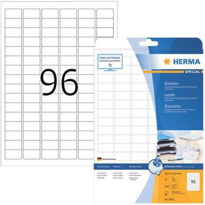 HERMA Inkjet-etiketten 8832 Wit 30,5 x 16,9 mm 25 Vellen à 96 Etiketten