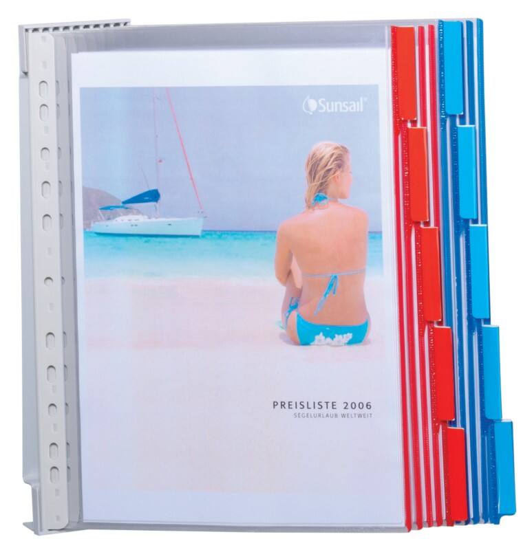 DURABLE Zichtpanelensysteem 10 Panelen A4 Metaal, PVC (Polyvinylchloride) Blauw, rood