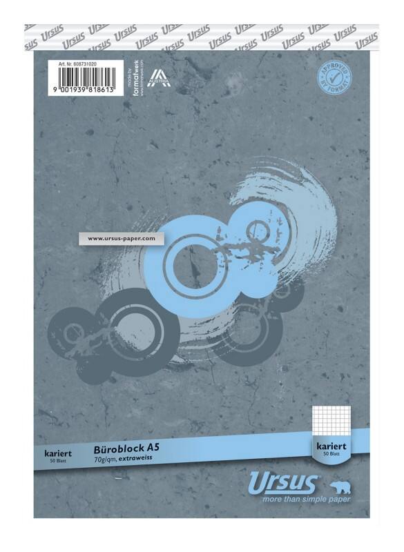 Ursus Style Notitieblok A5 Geruit Geniet Papier Grijs Geperforeerd  100 Pagina's 50 Vellen