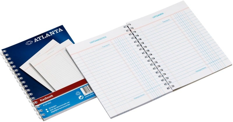 Djois Atlanta Kasboek Blauw, wit Gelinieerd Speciaal 10,3 x 14,7 cm