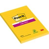 Post-it Super Sticky Notes 101 x 152 mm Geel Rechthoekig Gelinieerd 6 Stuks à 75 Vellen