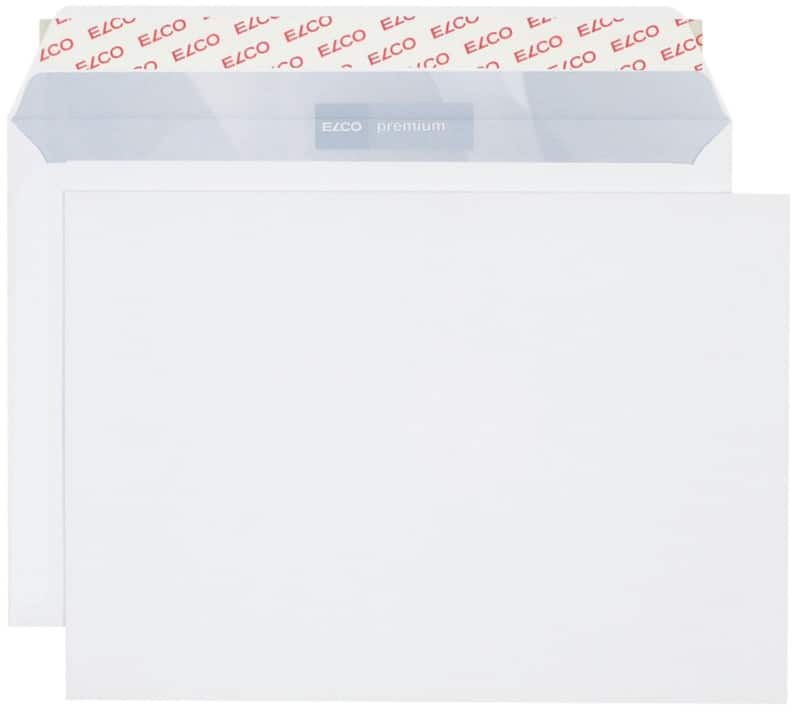 Elco Premium Enveloppen Zonder Venster C5 229 (B) x 162 (H) mm Kleefstrip Wit 100 g/m² 500 Stuks