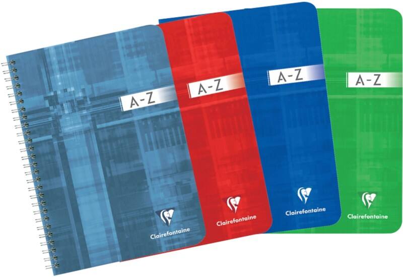 Clairefontaine Schrijfblok A5 Geruit Spiraal gebonden Gelamineerd karton Kleurenassortiment Niet geperforeerd 180 Pagina's A-Z