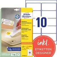 Avery Etiketten L4744REV-25 Klevend A4 Wit 96 x 50,8 mm 30 Vellen à 10 Etiketten